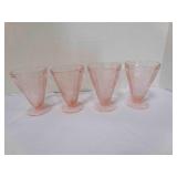 4 Pink Poinsettia Depression Juice size Glasses