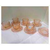 Tiara Pink Sandwich Glass 6 complete sets cup &
