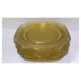 8 vtg Federal Madrid amber depression glass dinner