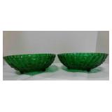Oyster & pearls footed Serving Bowls Forest Green