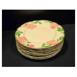 8 Dinner Plates; Franciscan Desert Rose pattern