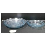 3 vtg Fire-King Philbe Sapphire blue pie dishes