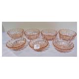 7 Pink Depression Glass Dessert Berry Bowls
