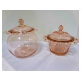 Pink Open Lace Depression Glass cookie Jar &