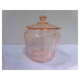 Pink Depression Glass Princess Biscuit Jar w/ lid