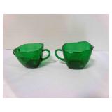 Square Forest Green Sugar & Creamer