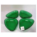 4 Forest Green Tidbits Relish triangle plates