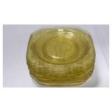 9 vtg Federal Madrid amber depression glass bread