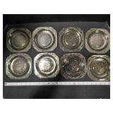 8 vtg Federal Madrid amber depression glass bread