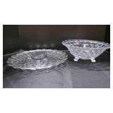 Three toed Fostoria American fruit bowl & plate