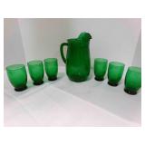 Forest Green Juice Pitcher & Glasses