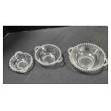 Three Candlewick bowls w/handles.