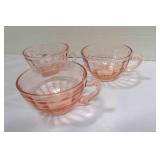 3 Pink Block Optic Tea coffee cups Depression