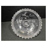 Etched glass Candlewick lid; 5" across