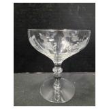 Etched glass sherbet glass; 4 1/2" tall