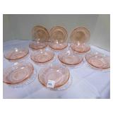 Pink Sharon Cabbage Rose 12 Dessert Bowls 5"