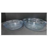 2 vtg Fire-King Philbe Sapphire blue casserole