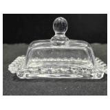 Small glass butter tray w/lid. Candlewick