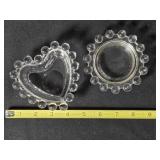 Heart shaped dish & coaster. 4" across.