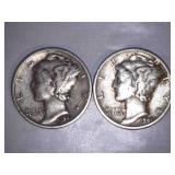 1941-S Silver Mercury Dimes (2)
