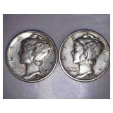 1944 Silver Mercury Dimes (2)