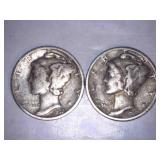 1939 Silver Mercury Dimes (2)