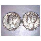 1944 Silver Mercury Dimes (2)