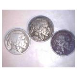 3 Buffalo Nickels