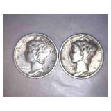 1945-D Mercury Dimes (2)