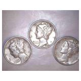 Mercury Silver Dimes (3)
