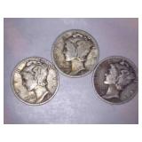 Silver Mercury Dimes (3)