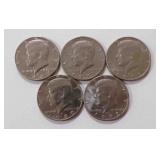 5 Kennedy Half-Dollars