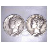 1945 Silver Mercury Dimes (2)