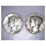 1943-D Silver Mercury Dimes (2)