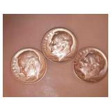 1964-D Silver Roosevelt Dimes (3)