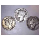 1943-D Silver Mercury Dimes (2/3)