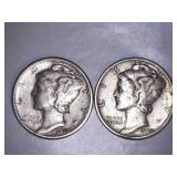 1945 Silver Mercury Dimes (2)