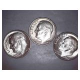 1962-D Silver Roosevelt Dimes (3)