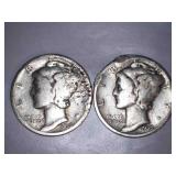 1939 Silver Mercury Dimes (2)