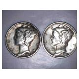 1945 Silver Mercury Dimes (2)