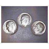 1961 Silver Roosevelt Dimes (3)