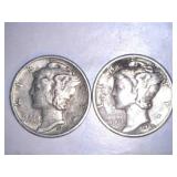1945 Silver Mercury Dimes (2)
