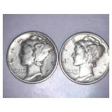 1945 Silver Mercury Dimes (2)