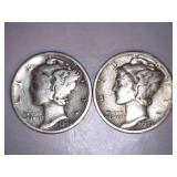 1943-D Silver Mercury Dimes (2)