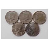 5 Kennedy Half-Dollars