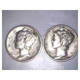 1944 Silver Mercury Dimes (2)