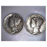 1937 Silver Mercury Dimes (2)