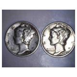 1942-S Silver Mercury Dimes (2)