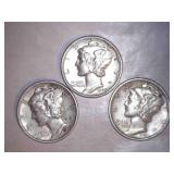 Mercury Silver Dimes (3)