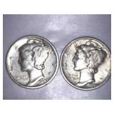 1942 Silver Mercury Dimes (2)